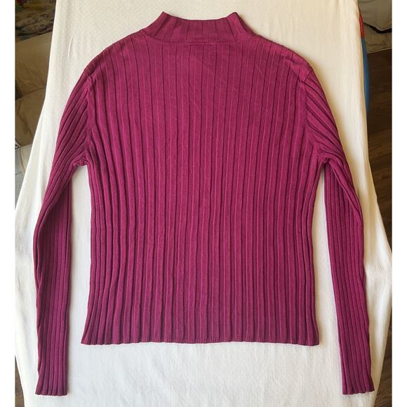 Talbots Women Sweatshirt XL Magenta Rayon Long Sleeve Mock Neck - Picture 8 of 8